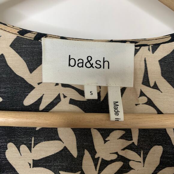 Ba&sh Tabby Wrap Dress Black & Beige Print Midi Length Womens Small - Picture 11 of 13